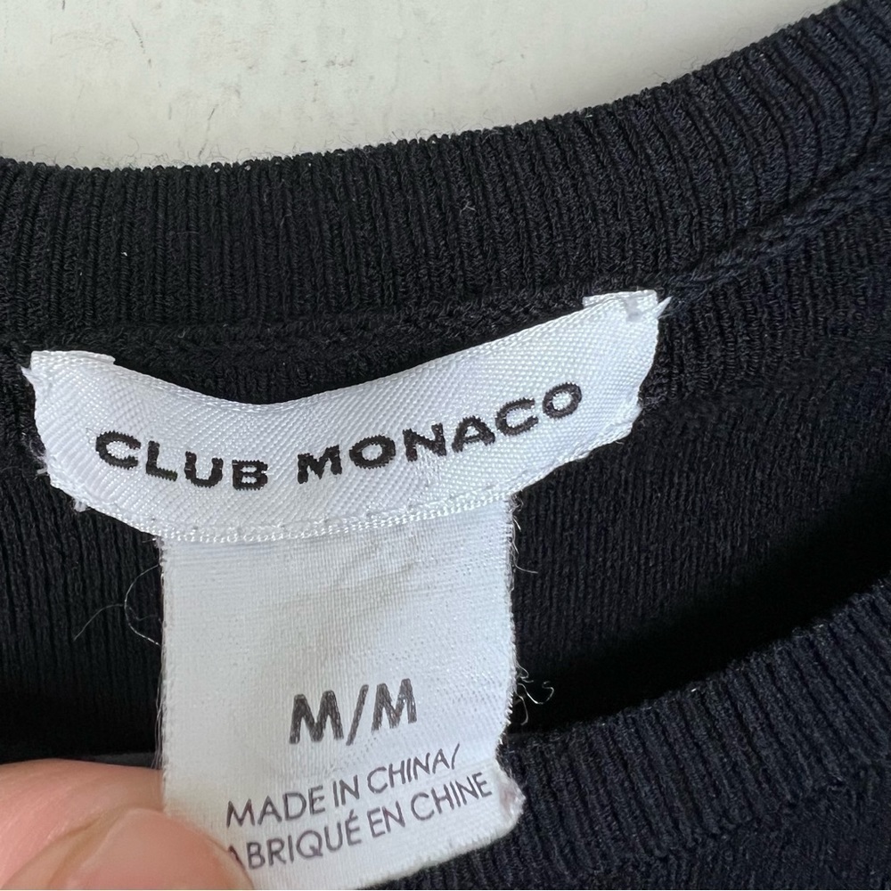Club Monaco Womens Black Sancerie Ruffle Sleeve Viscose Sweater Top M - Picture 8 of 10
